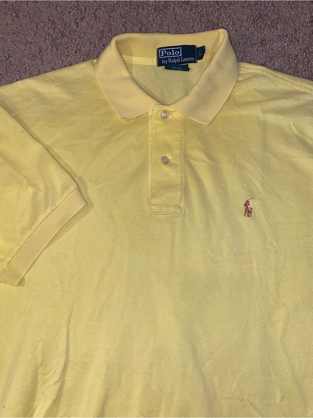 Vintage Color Polo Man Logo Polo Ralph Lauren Polo Mens Size Large Beach Yellow